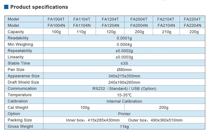 FA-N Internal Calibration Analytical Balance
